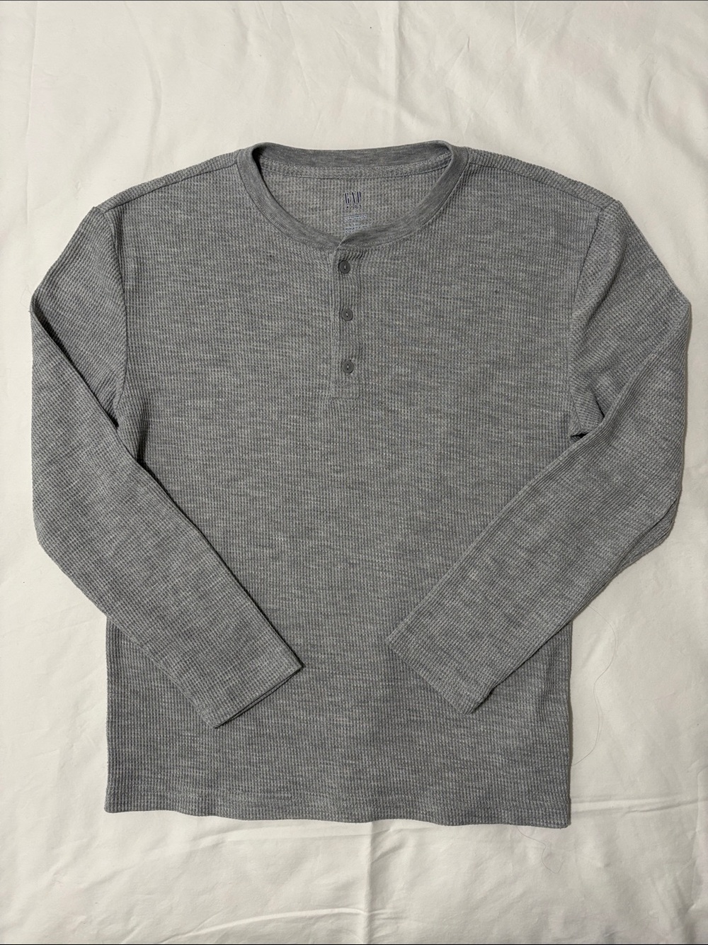 GAP Kids Gray Ribbed Henley Tee - Long Sleeve